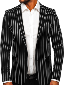 Csikós férfi casual zakó fekete-fehér színben Bolf 1652