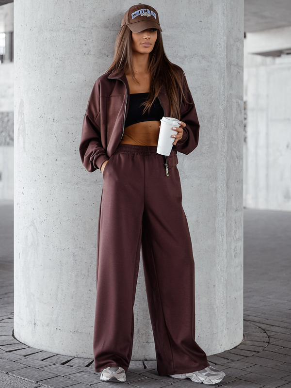 Női két darabos szett cipzárral csokoládé Bolf 821109