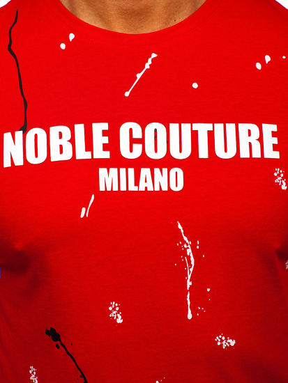 Piros pamut férfi póló mintával Bolf MPO3443