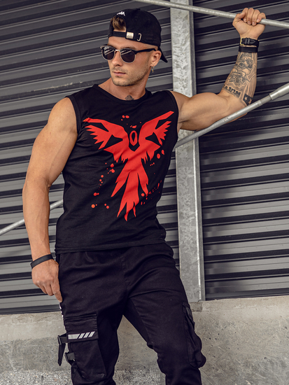 Mintás tank-top fekete színben Bolf 14804A