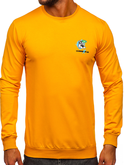 Mintás narancssárga színű férfi melegítőfelső kapucni nélkül Bolf 8744