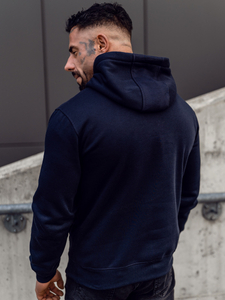 Férfi kenguru pulóver kapucnival sötétkék Bolf MB001A