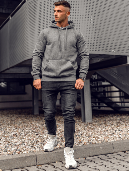 Antracit kapucnis kenguru fazonú férfi melegítőfelső Bolf MB001A