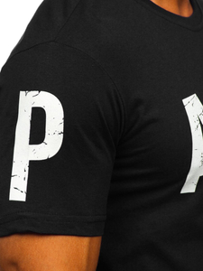 Férfi póló mintával fekete Bolf 1180