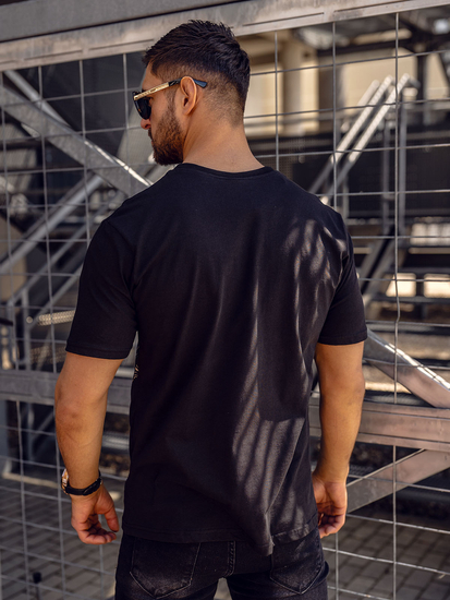 Fekete T-shirt férfi nyomott mintás Bolf KS2525TA