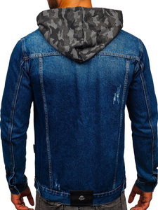 Férfi farmerdzseki kapucnival gránátkék Bolf RB9824-1