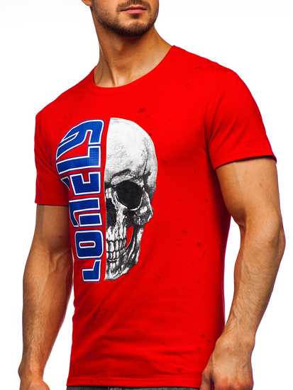 Mintás férfi póló piros színben Bolf Y70001