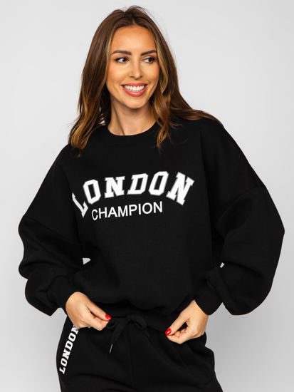 Fekete színű bélelt kétrészes női melegítő együttes Bolf VP09