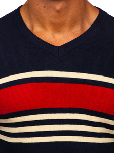 V-nyakú férfi pulóver gránátkék színben Bolf S8536