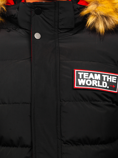 Fekete hosszú steppelt férfi téli dzseki Bolf 6477