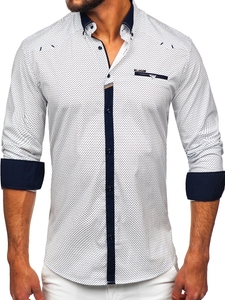 Fehér elegáns férfi hosszú ujjú ing Bolf 19603
