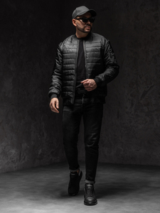 Fekete átmeneti steppelt férfi bomberdzseki Bolf MY-02A1