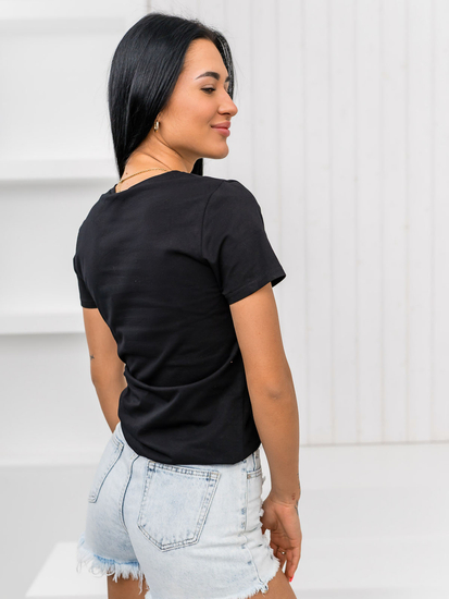 Fekete női póló applikációval Bolf 96T615