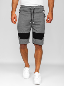 Férfi melegítő rövidnadrág szürke-fehér színben Bolf Q3877