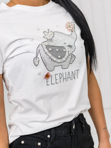 Fehér női póló applikációval Bolf 96T625