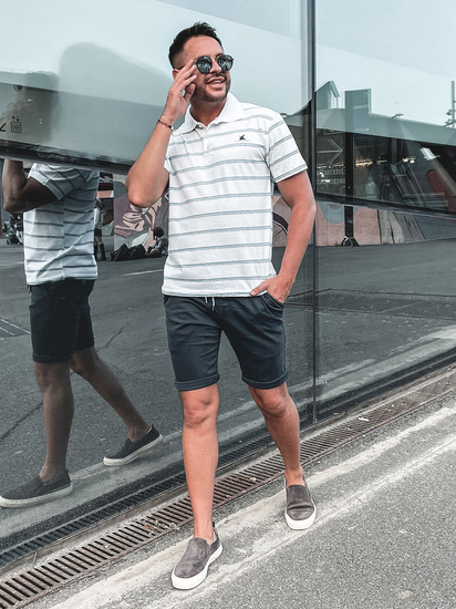 Férfi galléros póló fehér színben Bolf 14954