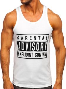 Mintás tank-top bokszoláshoz fehér színben Bolf 14855