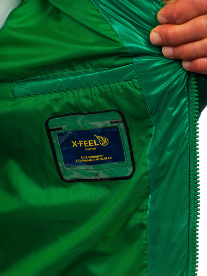 Zöld színű steppelt téli férfi dzseki Bolf 9981