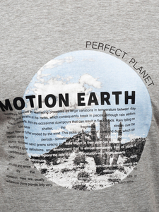 Szürke pamut férfi póló mintával Bolf MPO3466