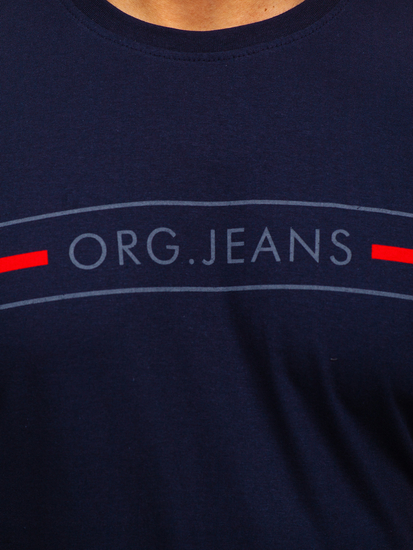 Mintás férfi póló gránátkék színben Bolf 14802