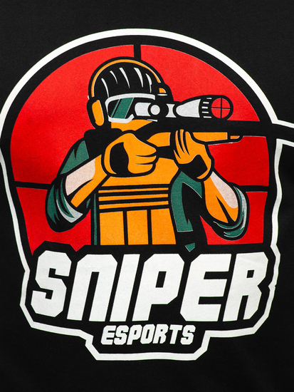 Mintás férfi pamutpóló fekete színben Bolf 143022