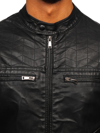 Férfi bőrdzseki fekete Bolf 1130