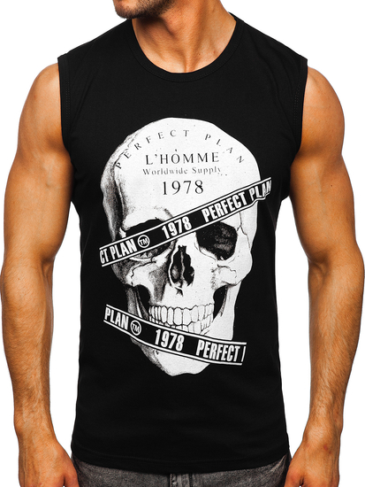 Mintás fekete színű tank-top Bolf 14807