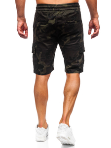 Sötétzöld férfi anyag terepnadrág rövidnadrág Bolf A-296