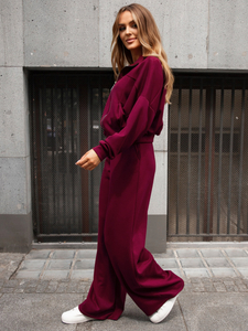 Női két darabos szett cipzárral bordó Bolf 821109