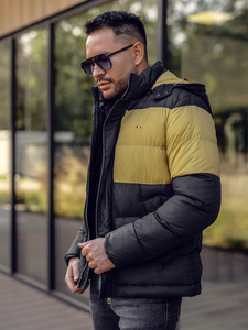 Férfi téli steppelt sportdzseki fekete Bolf 1975