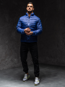 Átmeneti steppelt férfi dzseki gránátkék színben Bolf 13007