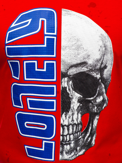 Mintás férfi póló piros színben Bolf Y70001