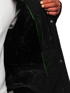 Fekete-zöld téli sportos férfi sídzseki Bolf 7097