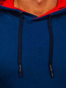 Férfi pulcsi kapucnival indigó színben Bolf 145369