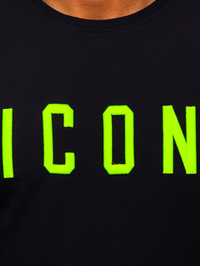 Kapucni nélküli gránátkék férfi pulcsi hímzett 3D-s mintával Bolf 146176