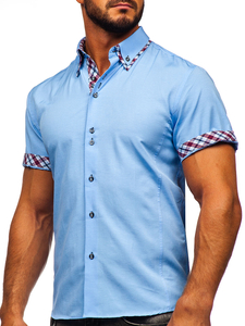 Rövid ujjú férfiing égszínkék színben Bolf 6540