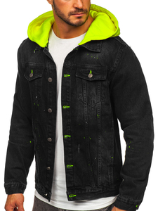 Férfi farmerdzseki kapucnival fekete Bolf 1-2