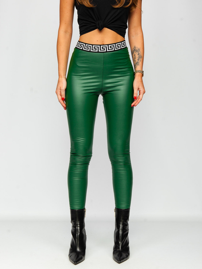 Bőrhatású női leggings zöld színben Bolf MY16572