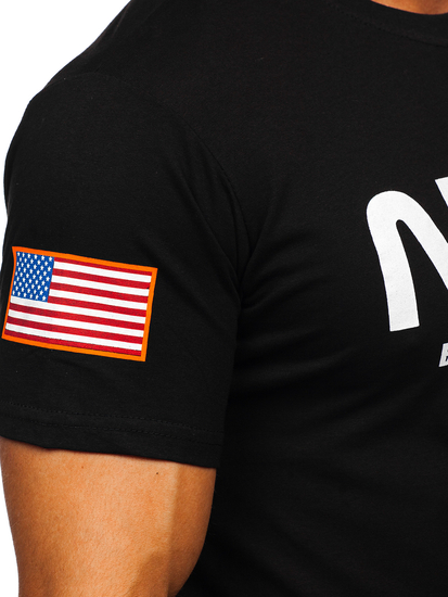 Mintás férfi pamut póló fekete színben Bolf 14401