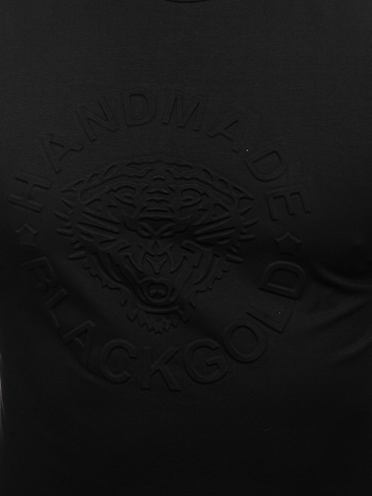 Fekete színű férfi póló mintával Bolf MT3056