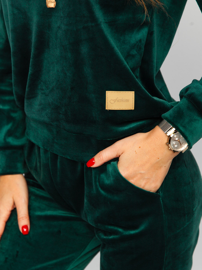 Üvegzöld színű kétrészes velúr női melegítő együttes Bolf 637