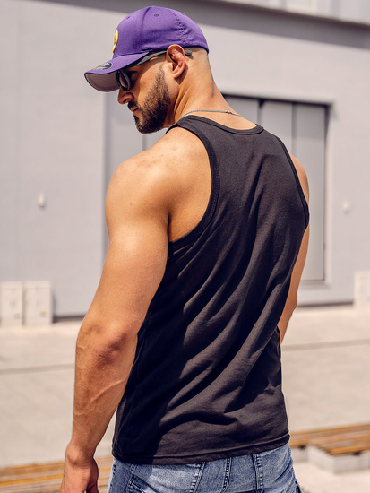 Mintás fekete színű boksz tank-top Bolf 14832A