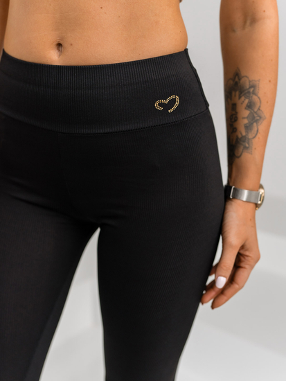 Fekete bordázott női leggings Bolf W7903A1