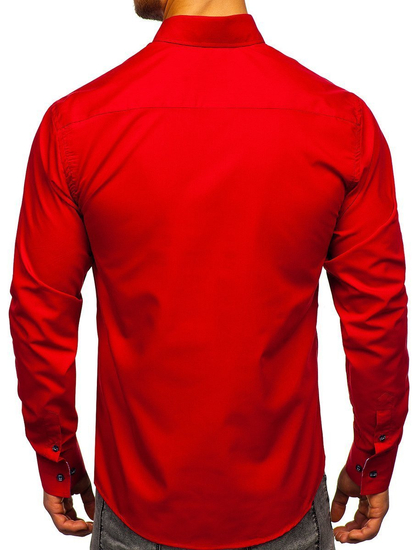 Elegáns hosszú ujjú férfiing piros Bolf 8838-1