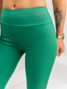 Zöld bordázott női leggings Bolf W7903A1