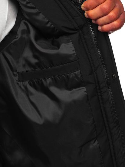 Fekete vastag steppelt kapucnis férfi mellény Bolf 57M7508