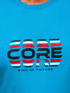 Férfi pamut póló türkiz színben Bolf 14731