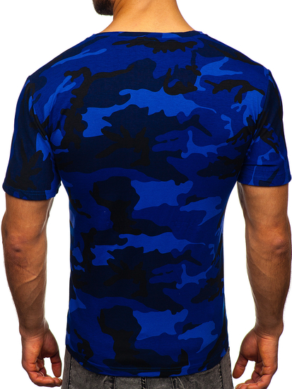 Terepmintás férfi póló gránátkék színben Bolf S807