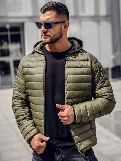 Átmeneti steppelt férfi dzseki zöld színben Bolf 13021A