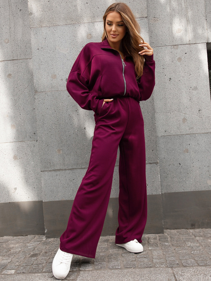 Női két darabos szett cipzárral bordó Bolf 821109